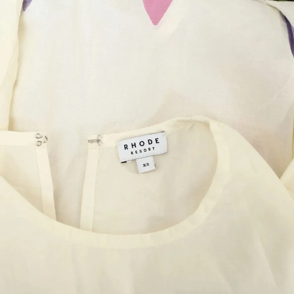 RHODE Cream Mini Dress with Multicolor Pleated Hem - Picture 5 of 5